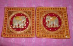 shams-05 Elephants sequins two pillow shams red-velvet kalaga style